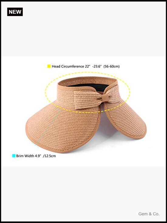 Foldable Straw Sun Hat Wide Brim Visor Adjustable Beach Packable Floppy Cap main image 4